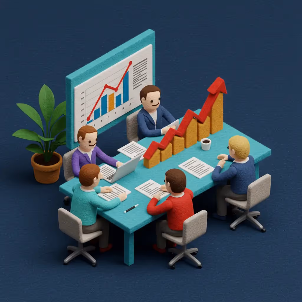 Team meeting discussing business growth strategies