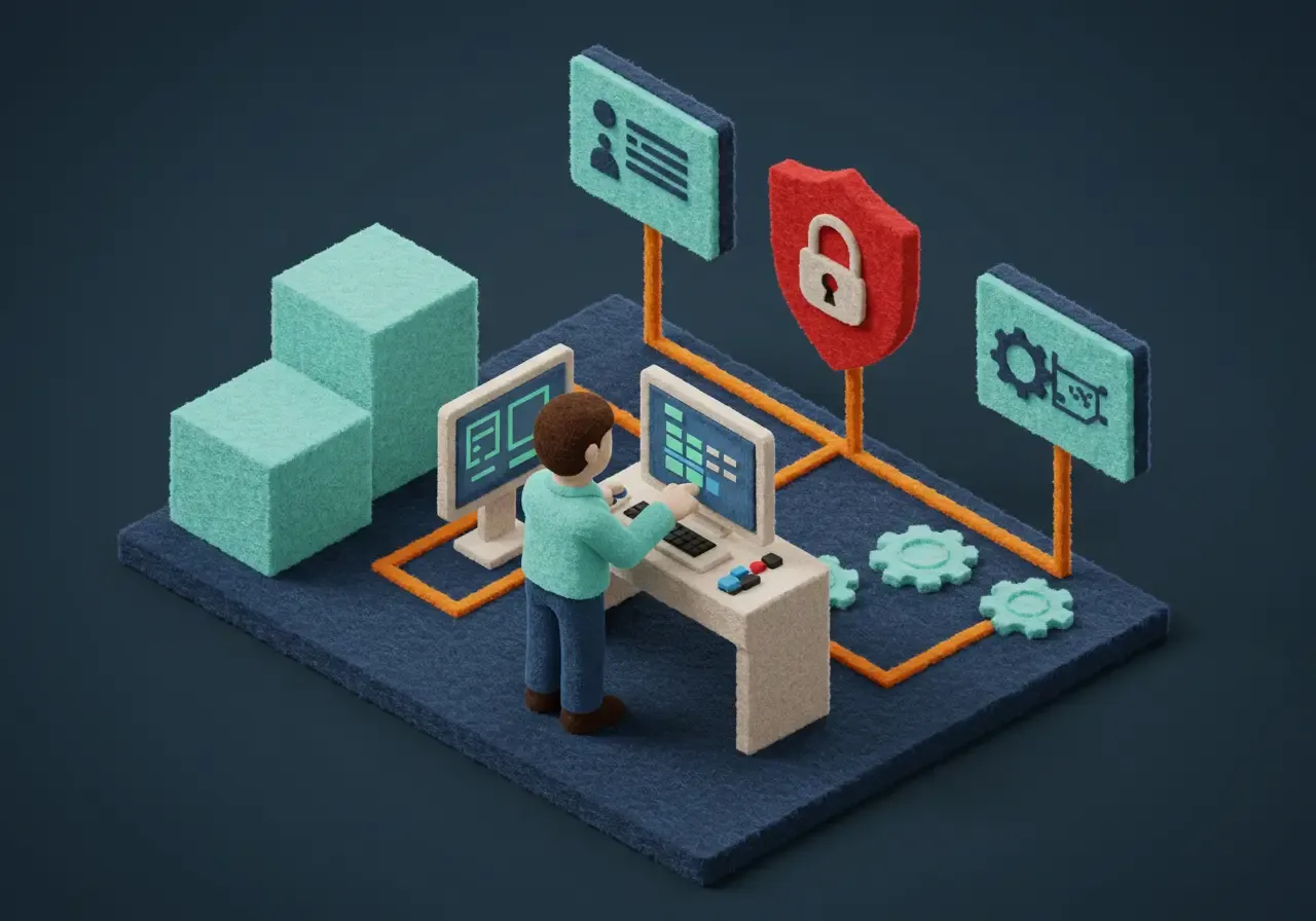 IT professional setting up secure network infrastructure